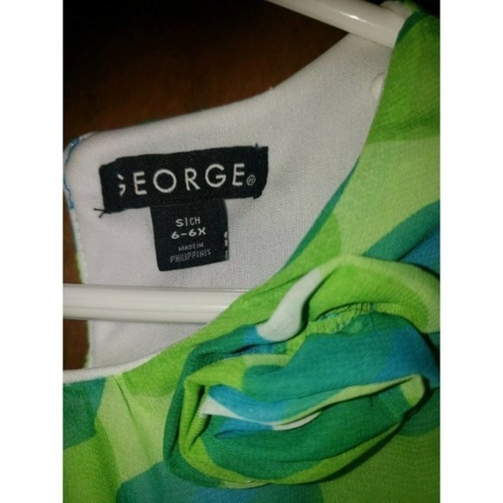 Girls George Geometric Blue/Green Shirt - Picture 3 of 3